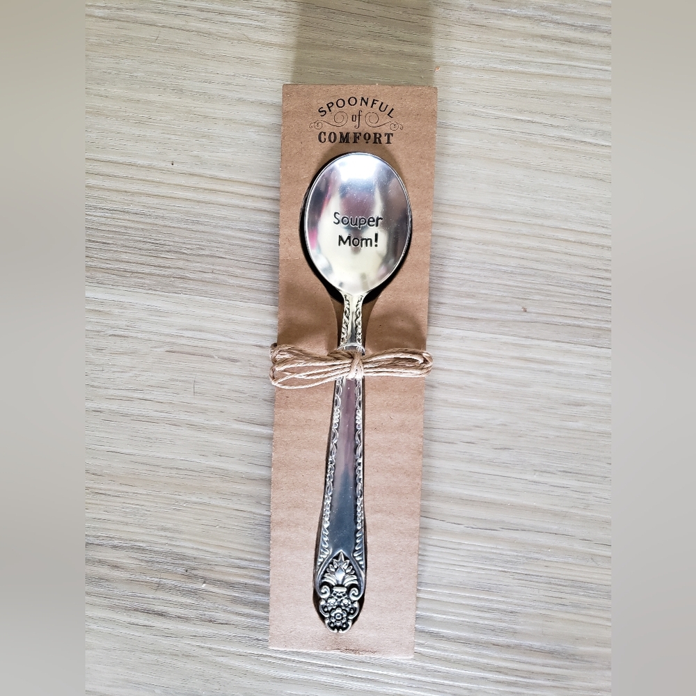 Mom Silver Tone Souper Soup "Super" MOM Spoon